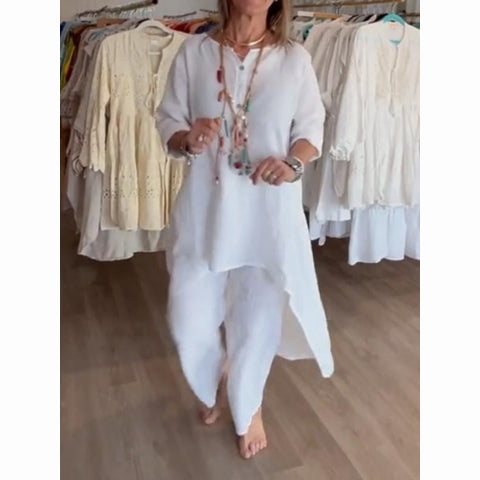 đź’•Women's Solid Color Linen Casual Suit