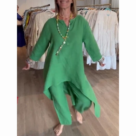 đź’•Women's Solid Color Linen Casual Suit