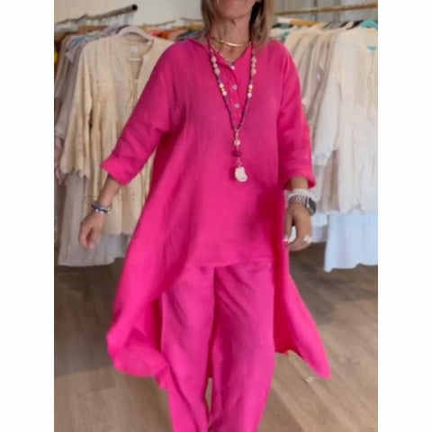đź’•Women's Solid Color Linen Casual Suit
