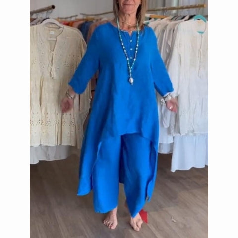 đź’•Women's Solid Color Linen Casual Suit