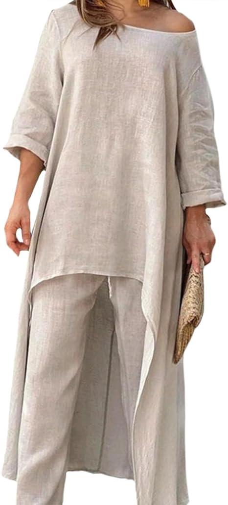 đź’•Women's Solid Color Linen Casual Suit