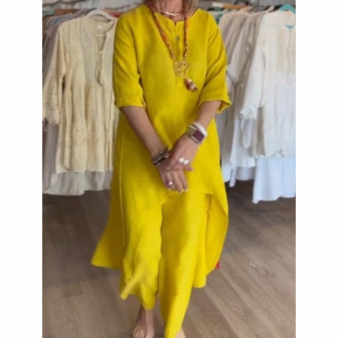 đź’•Women's Solid Color Linen Casual Suit