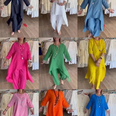 đź’•Women's Solid Color Linen Casual Suit