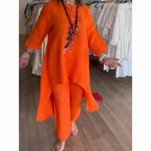 đź’•Women's Solid Color Linen Casual Suit