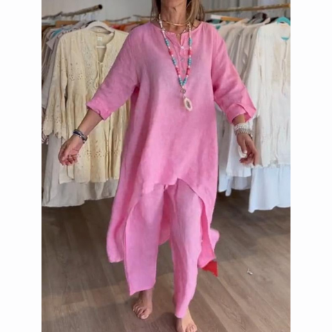đź’•Women's Solid Color Linen Casual Suit