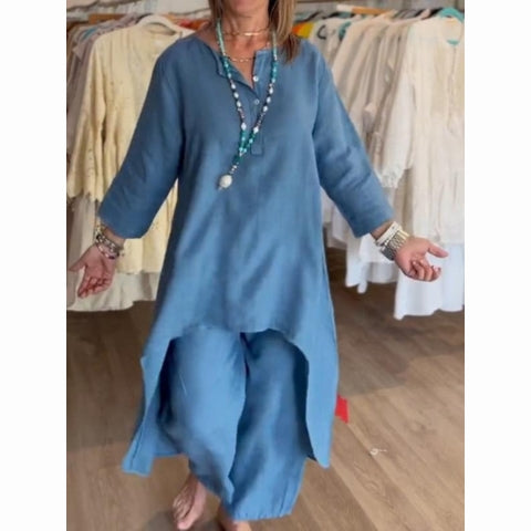 đź’•Women's Solid Color Linen Casual Suit