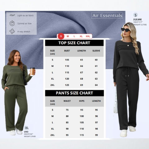 Women’s Soft Cotton Lounge Set – Crew Neck Top & Drawstring Pants