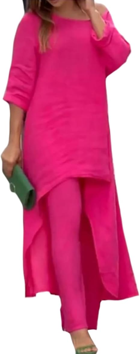 💕Women's Solid Color Linen Casual Suit
