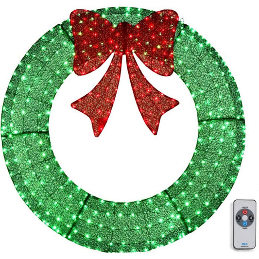 Pre-Lit Outdoor Christmas Wreath – Large Holiday Door Decoration